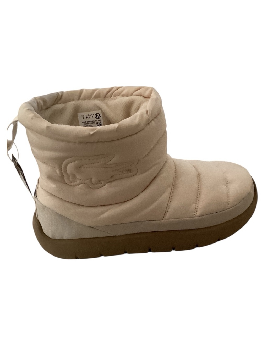 Lacoste Women's Serve Slipper Mid Bootie OFF WHT/LT BRW, size 8, NWT No box - Picture 3 of 12